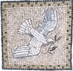 Friedenstaube, Mosaik in der Magnificat-Kirche, En Karem, Israel